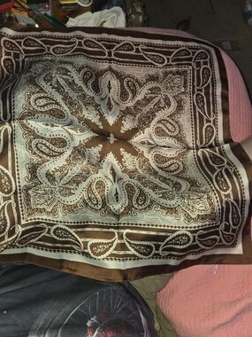 Brown & Cream Paisley Square Scarf